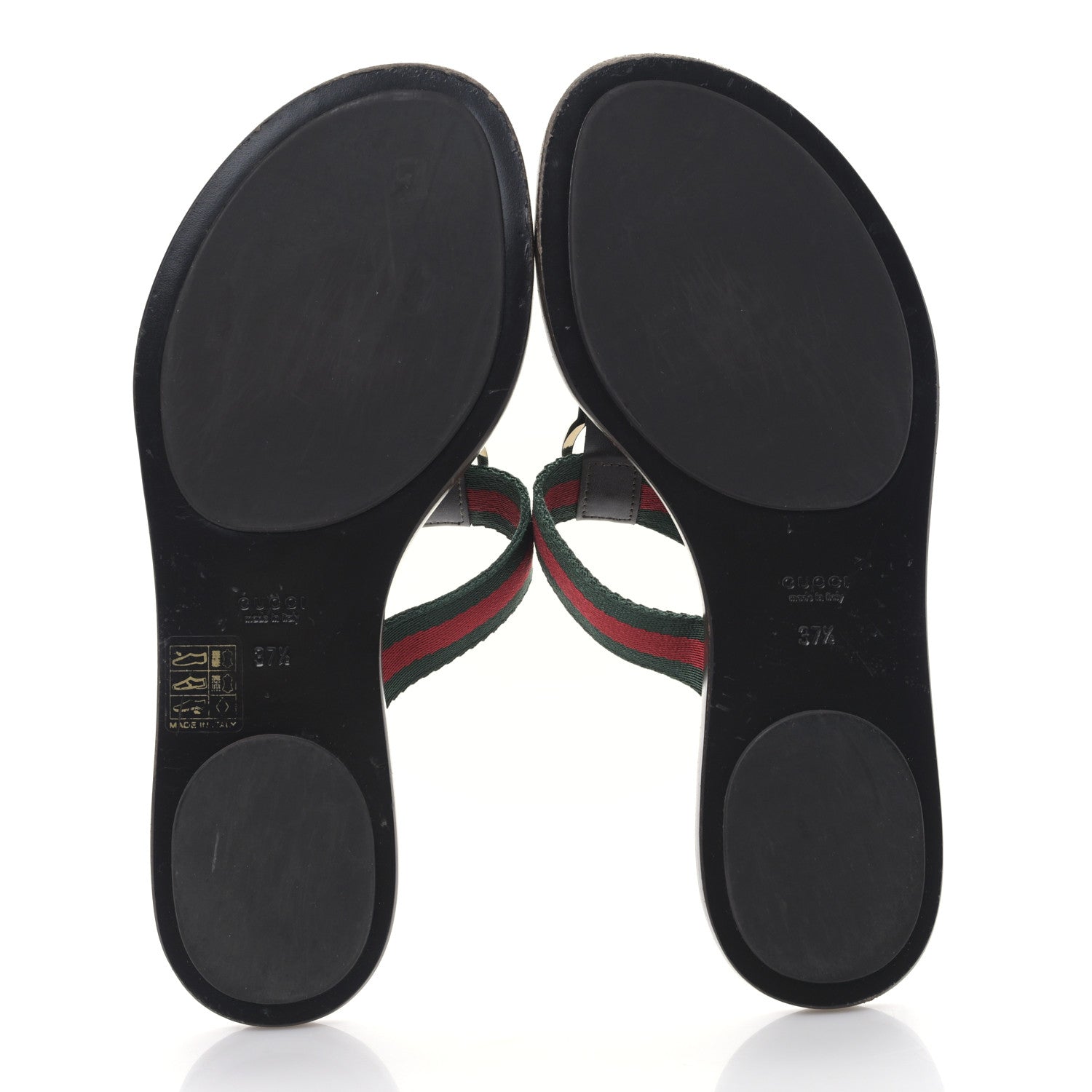 Gucci Nylon Guccissima Web Womens Thong Sandals 37.5 Green Red Black 9 of 21