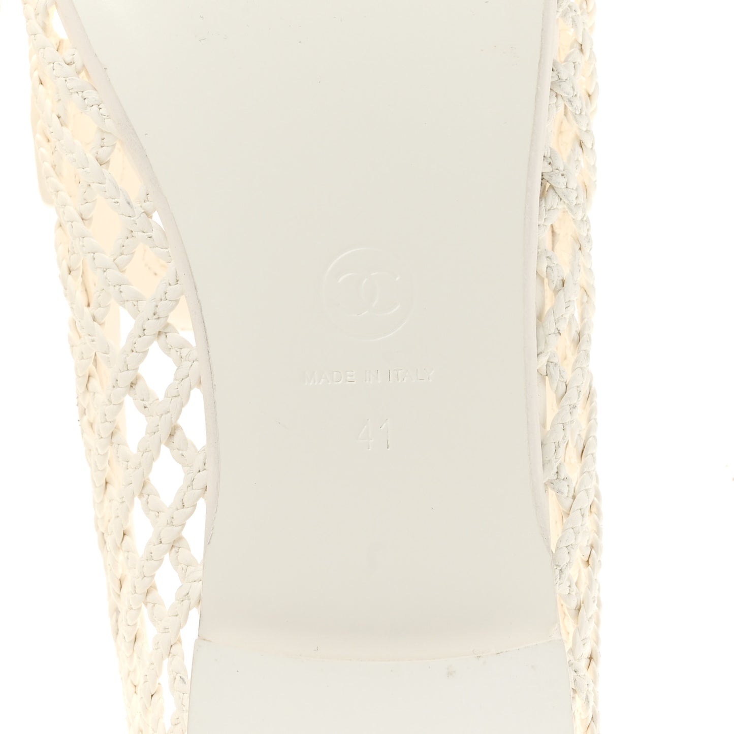 Braided Lambskin CC Mocassin Loafers 41 White
