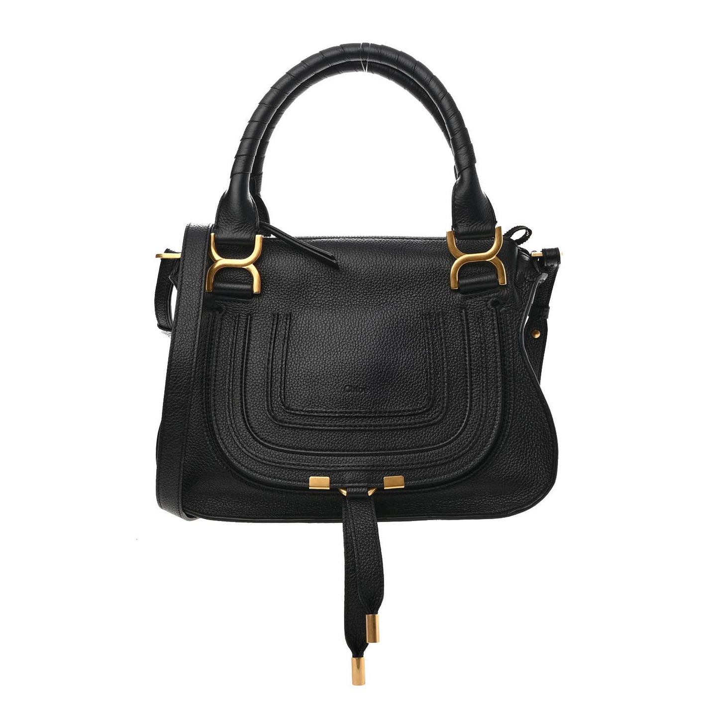 Calfskin Small Marcie Satchel Black