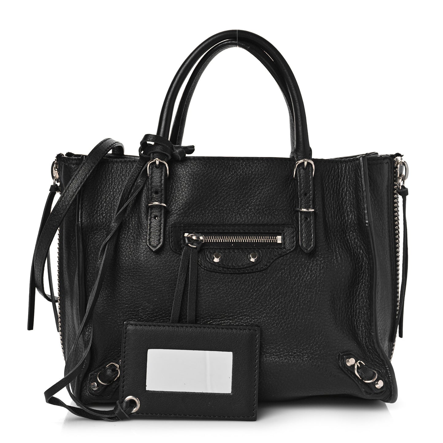 Calfskin Papier Mini A4 Zip Around Tote Black Chartreuse