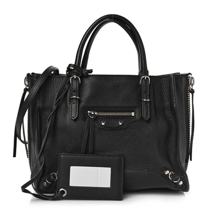 Balenciaga Calfskin Papier Mini A4 Zip Around Tote Black Chartreuse 1 of 13