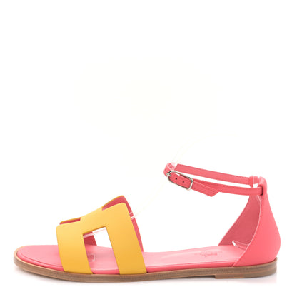 Hermes Calfskin Santorini Sandals 38.5 Jaune Sable Rose 1 of 9