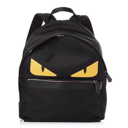 Fendi Nylon Vitello Elite Monster Eyes Rounded Backpack Black Yellow 1 of 8