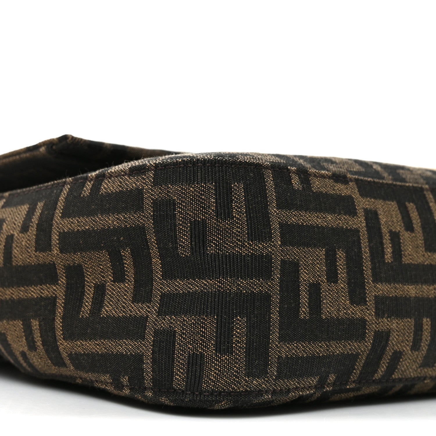 Fendi Fabric Jacquard FF 1974 Maxi Baguette Tobacco Moro Black 9 of 10