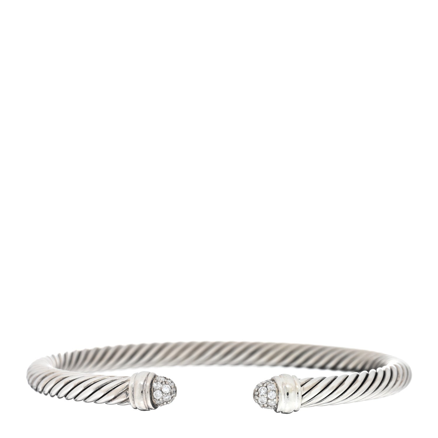 David Yurman Sterling Silver Pave Diamond 5mm Cable Classics Bracelet 1 of 3
