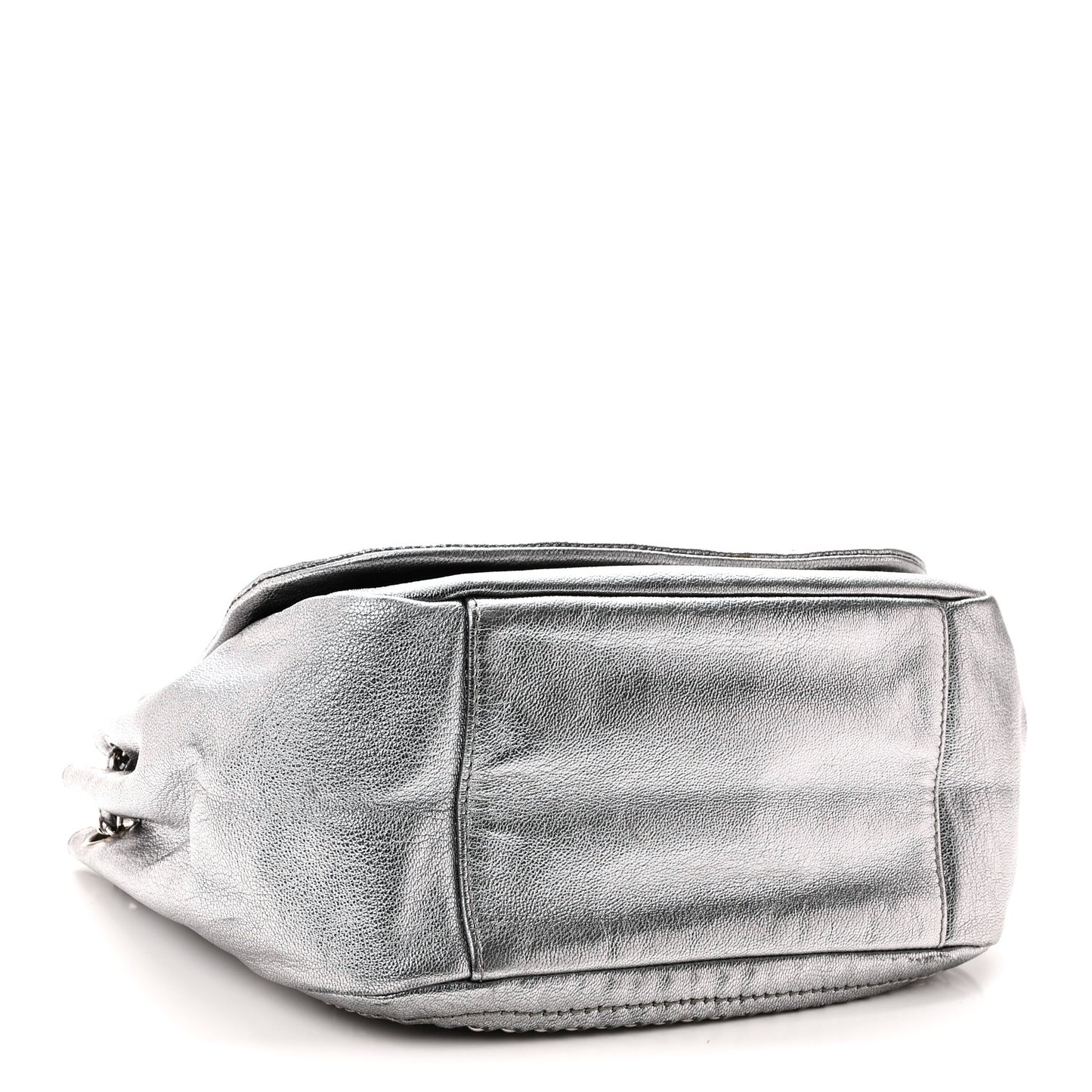 Metallic Deerskin Luxe Ligne Flap  Silver