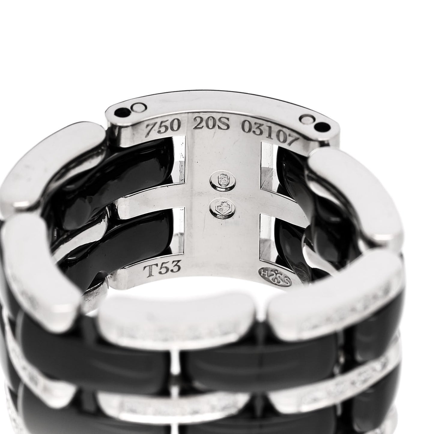 18K White Gold Ceramic Diamond Large Ultra Ring 53 6.25 Black