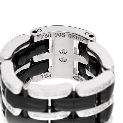 Chanel 18K White Gold Ceramic Diamond Large Ultra Ring 53 6.25 Black 5 of 5