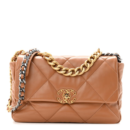Chanel Lambskin Quilted Large Chanel 19 Flap Brown 1 of 10