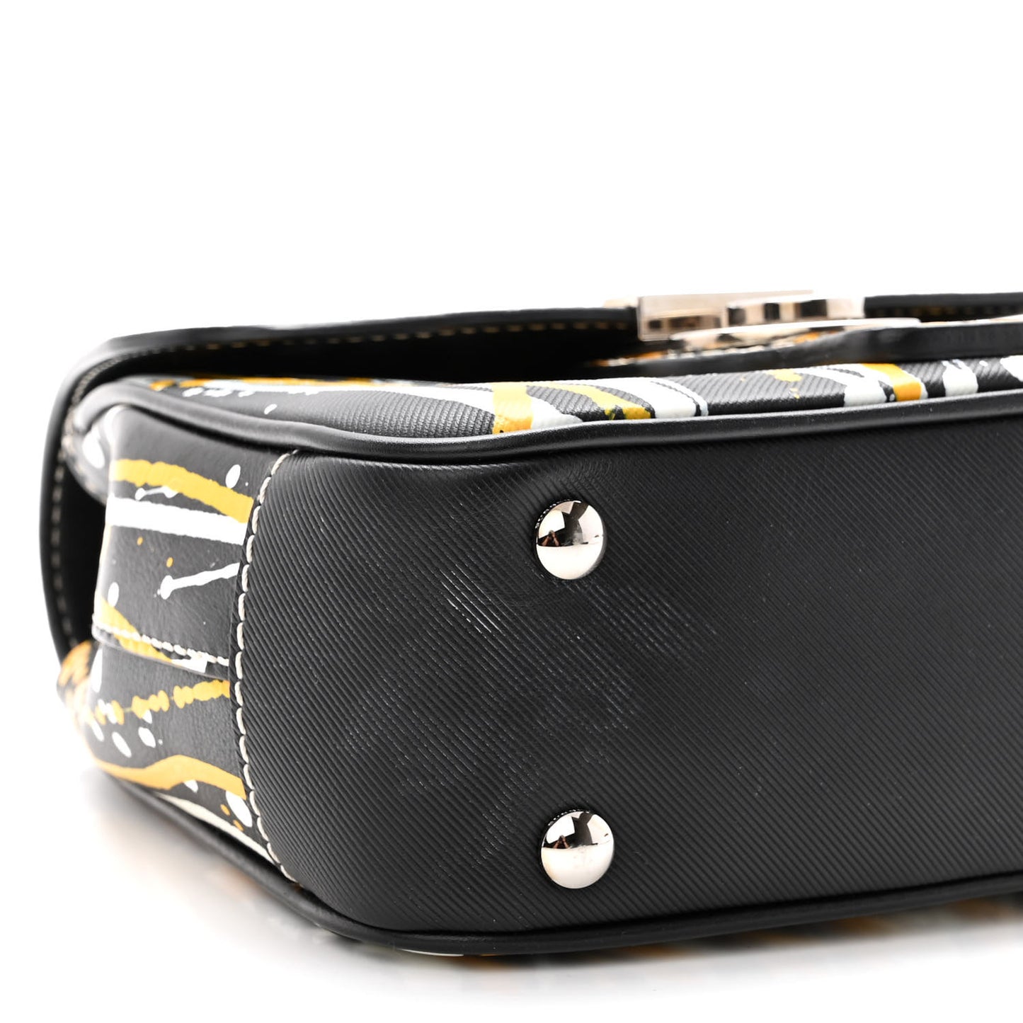 Trench Calfskin Splash Print Small DK88 Top Handle Bag Black