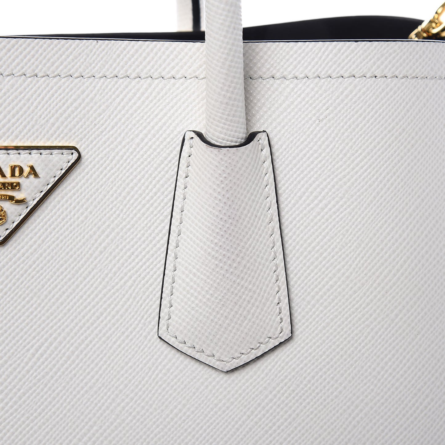 Saffiano Cuir Small Double Bag White Black