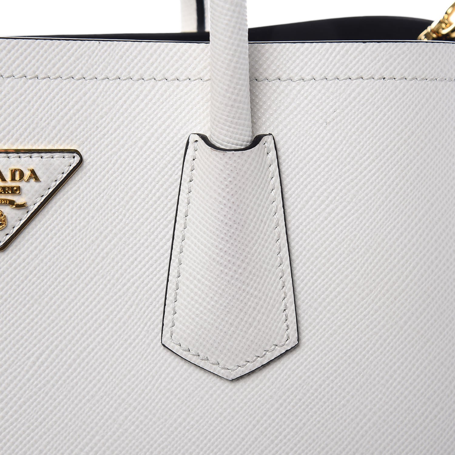 Prada Saffiano Cuir Small Double Bag White Black 12 of 15