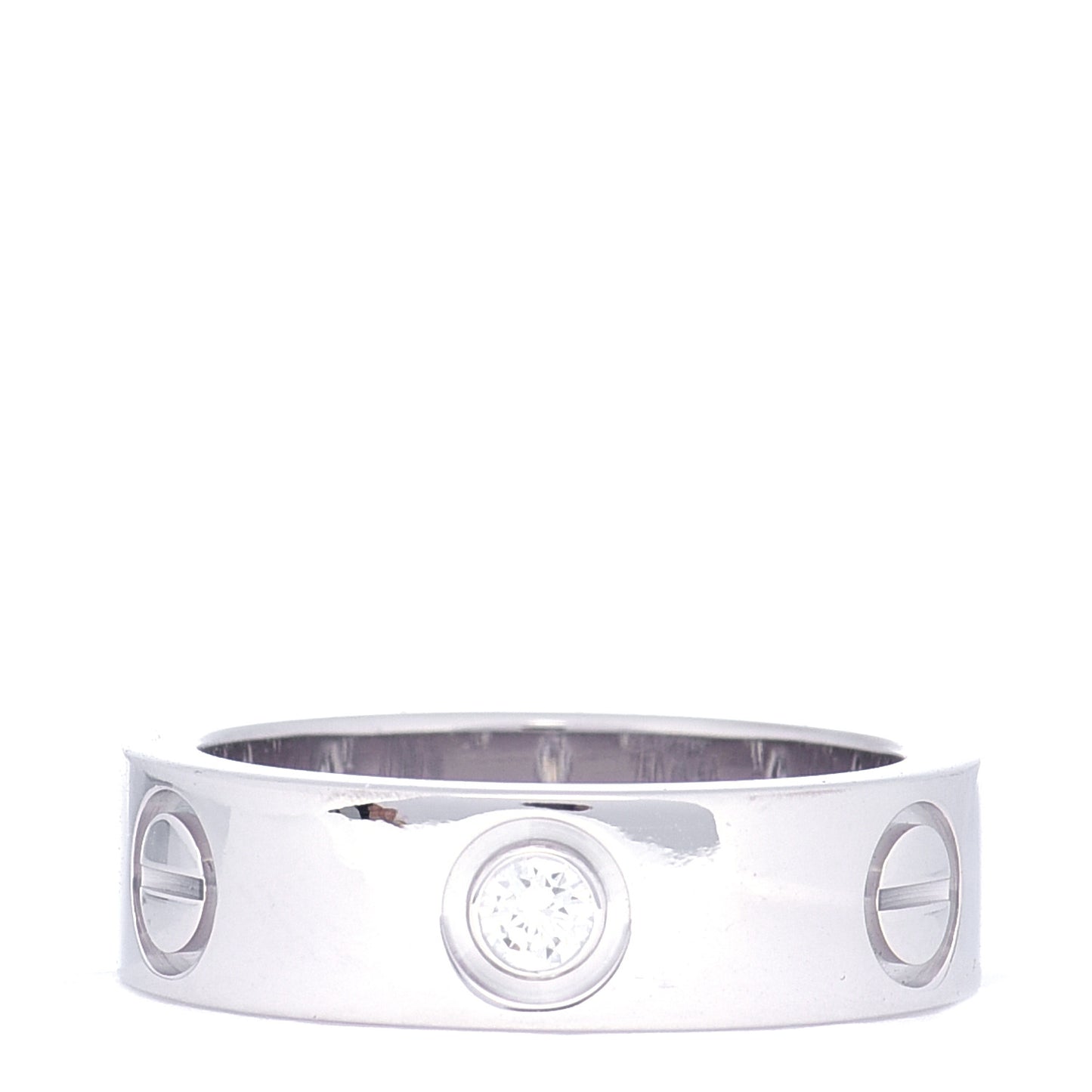 18K White Gold 3 Diamond 5.5mm LOVE Ring 50 5.25