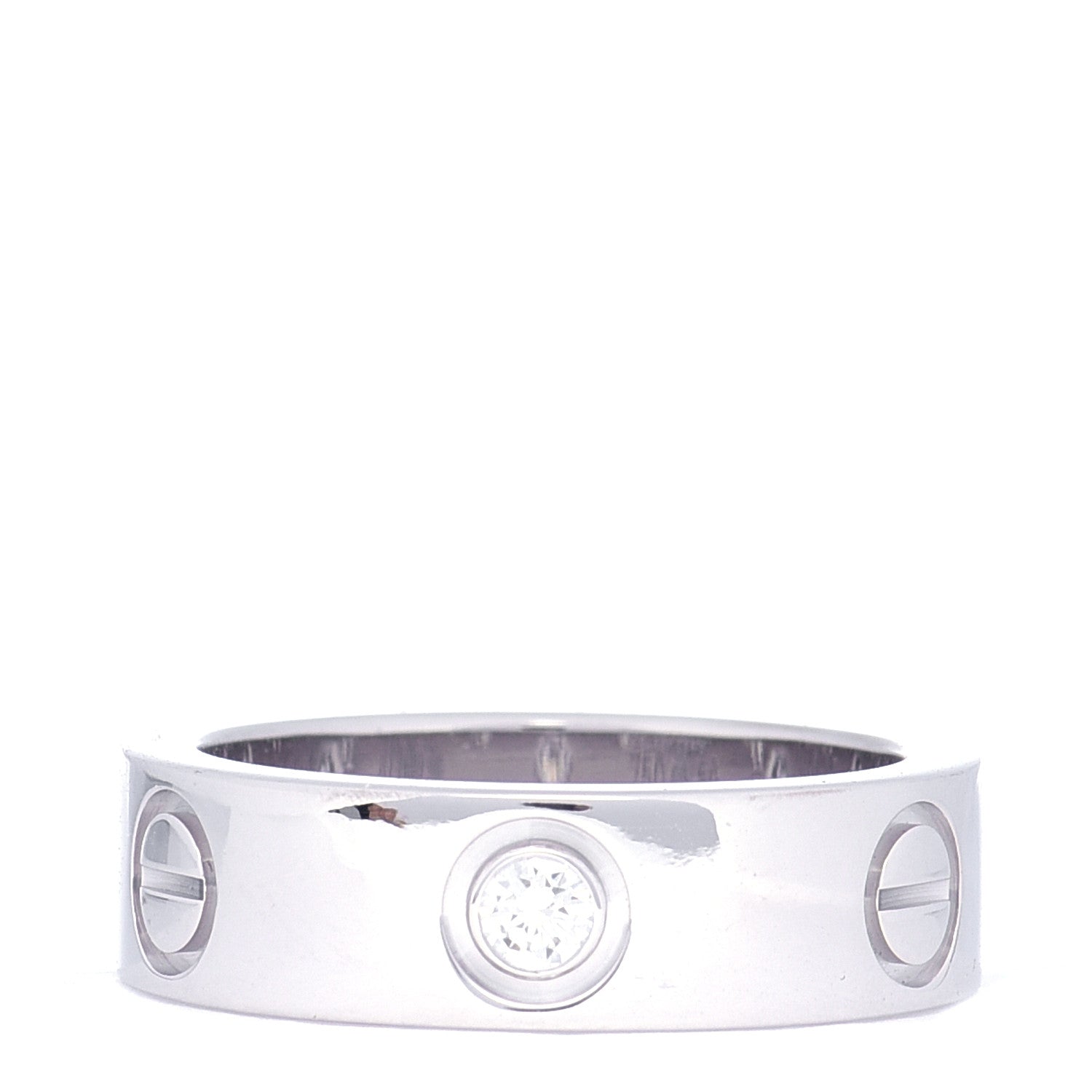 Cartier 18K White Gold 3 Diamond 5.5mm LOVE Ring 50 5.25 3 of 5