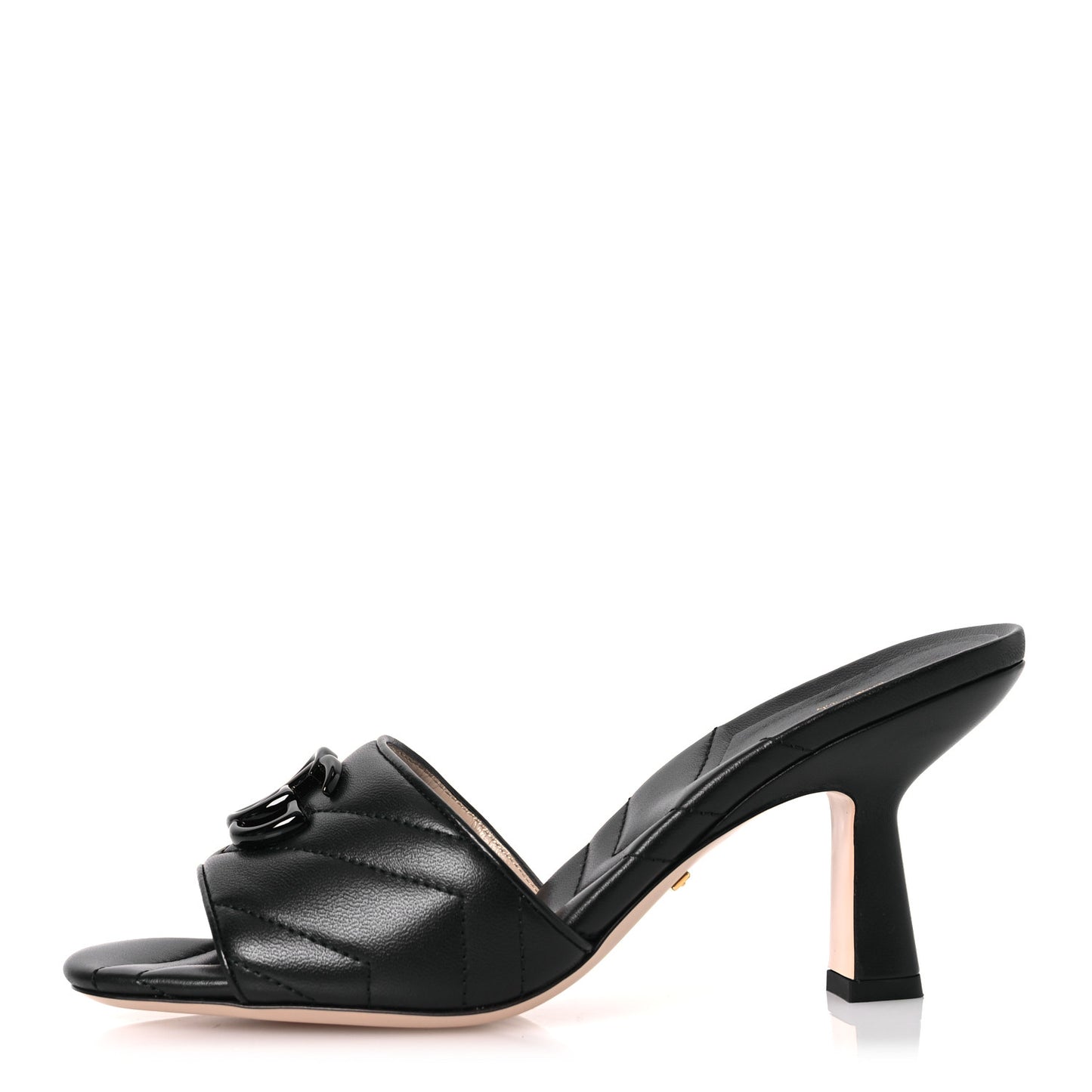 Nappa Matelasse Monochrome GG Marmont 75mm Slide Sandals 37.5 Black
