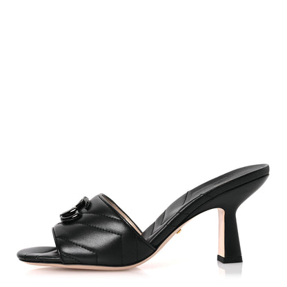 Gucci Nappa Matelasse Monochrome GG Marmont 75mm Slide Sandals 37.5 Black 1 of 11