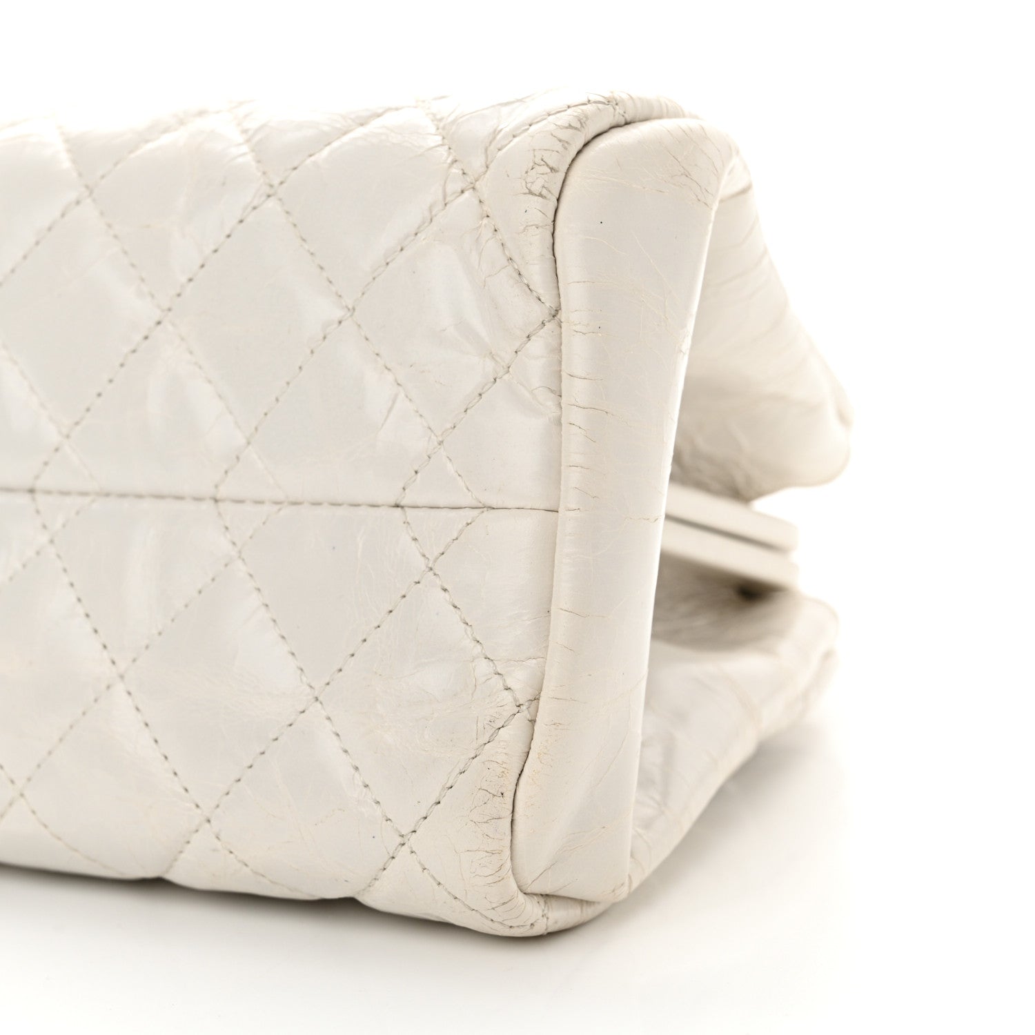 Chanel Glazed Calfskin Quilted Medium Just Mademoiselle Bowling Bag White 10 of 19