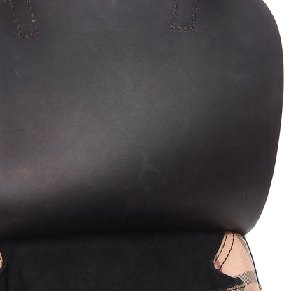 Burberry Haymarket Check Large Bridle Saddle Bag Dark Clove Brown 12 of 14