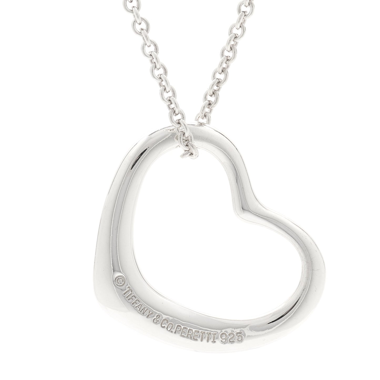 Sterling Silver 22mm Elsa Peretti Open Heart Pendant Necklace