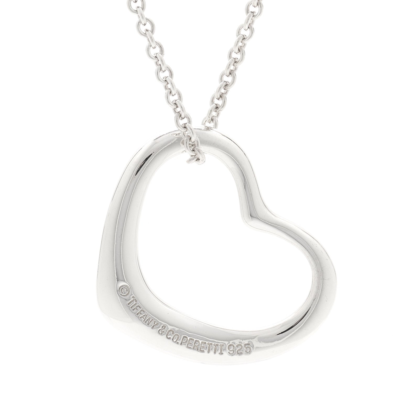 Tiffany Sterling Silver 22mm Elsa Peretti Open Heart Pendant Necklace 5 of 5