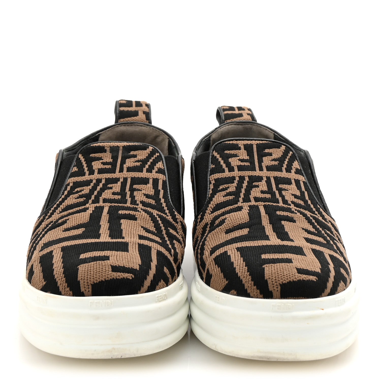Fendi X SARA COLEMAN Canvas FF Vertigo Embroidered Womens Rise Slip On Sneakers 36.5 Tobacco Black 3 of 10