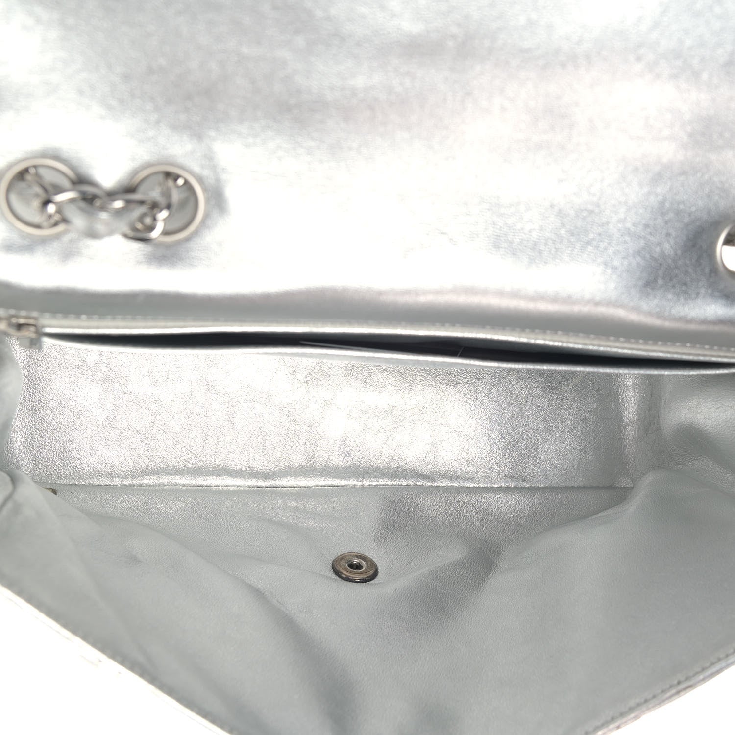 Chanel Metallic Lambskin Quilted Jumbo Single Flap Silver 4 of 17