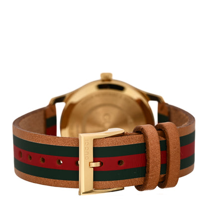 Gucci Stainless Steel Calfskin 38mm G-Timeless Stripe Web Quartz Watch Brown 3 of 4