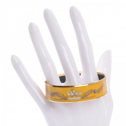 Hermes Enamel Printed Horses Wide Bracelet 62 Yellow 3 of 5