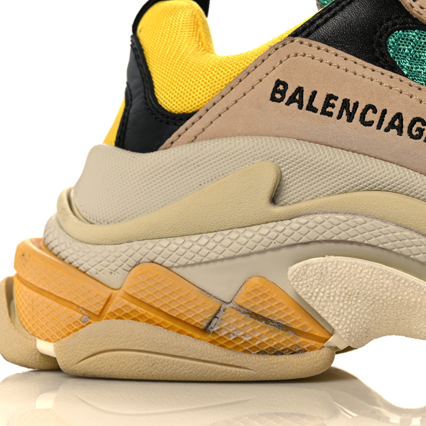 Fabric Mesh Womens Triple S Sneakers 37 Jaune Beige Vert Black Gris