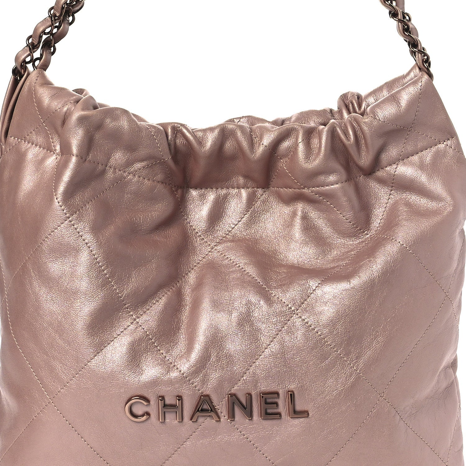 Chanel Metallic Calfskin Quilted Small Chanel 22 Pink 9 of 12