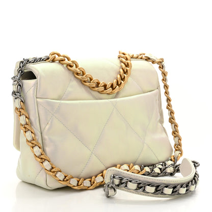 Chanel Iridescent Calfskin Quilted Medium Chanel 19 Flap White 3 of 11