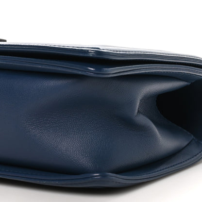 Chanel Wrinkled Lambskin Chevron Quilted Medium Boy Flap Navy 10 of 10