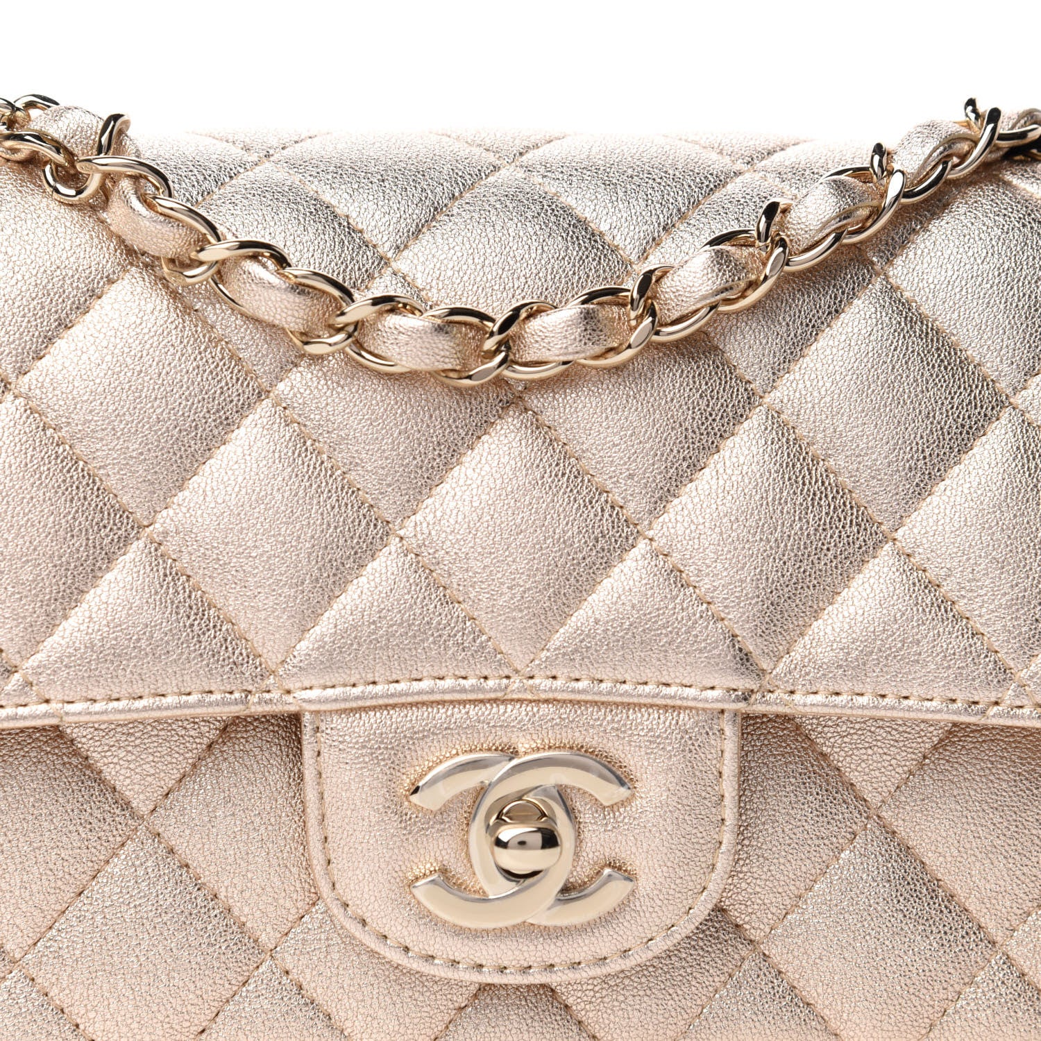 Chanel Metallic Lambskin Quilted Mini Rectangular Flap Gold 10 of 11