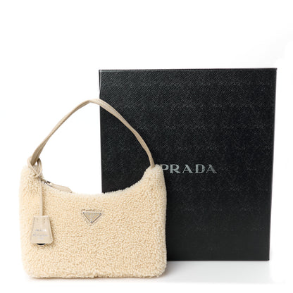 Prada Shearling Mini Re-Edition 2000 Bag Ecru 11 of 11