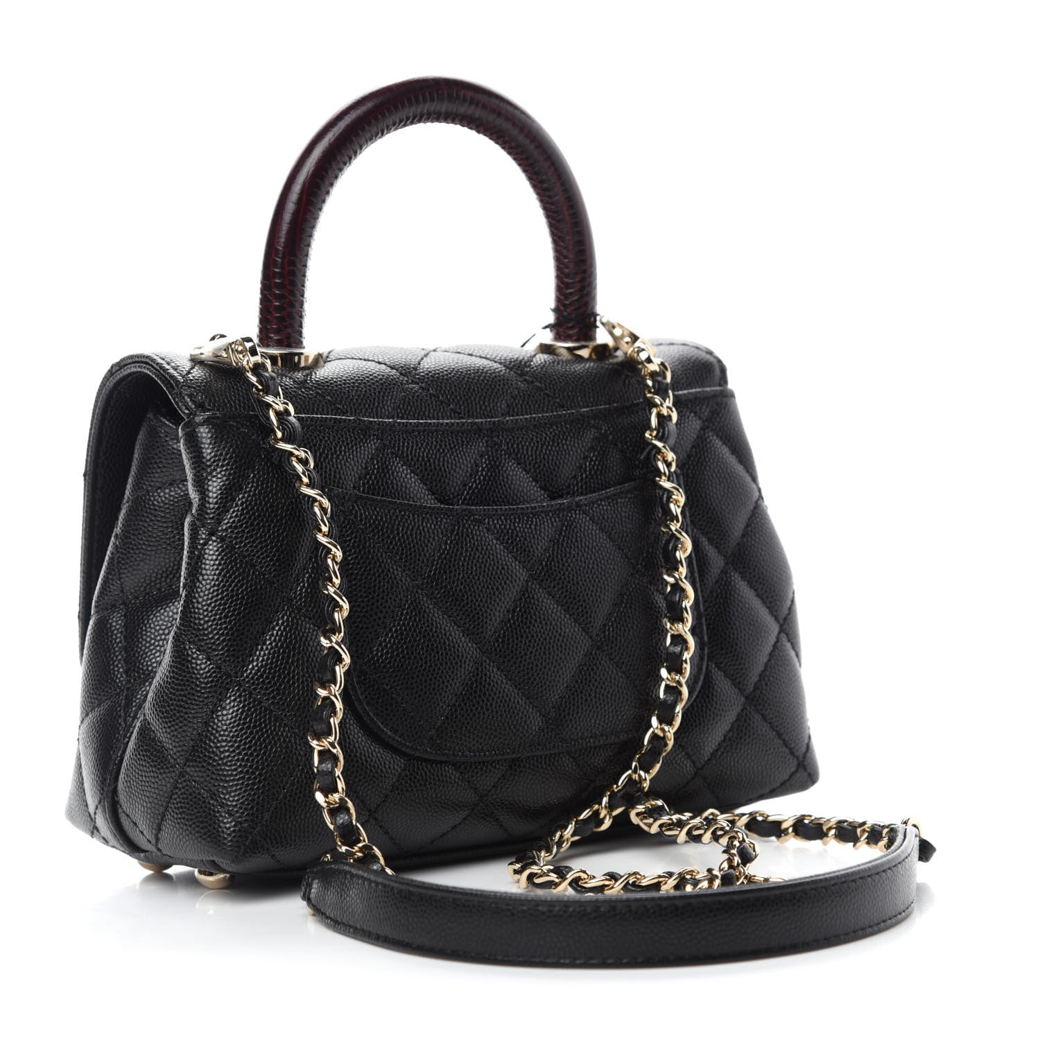 Chanel Caviar Lizard Embossed Quilted Extra Mini Coco Handle Flap Black 3 of 11