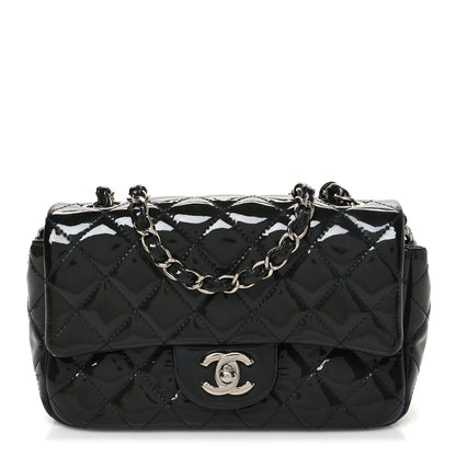 Chanel Patent Calfskin Quilted Mini Rectangular Flap Navy Blue 1 of 11