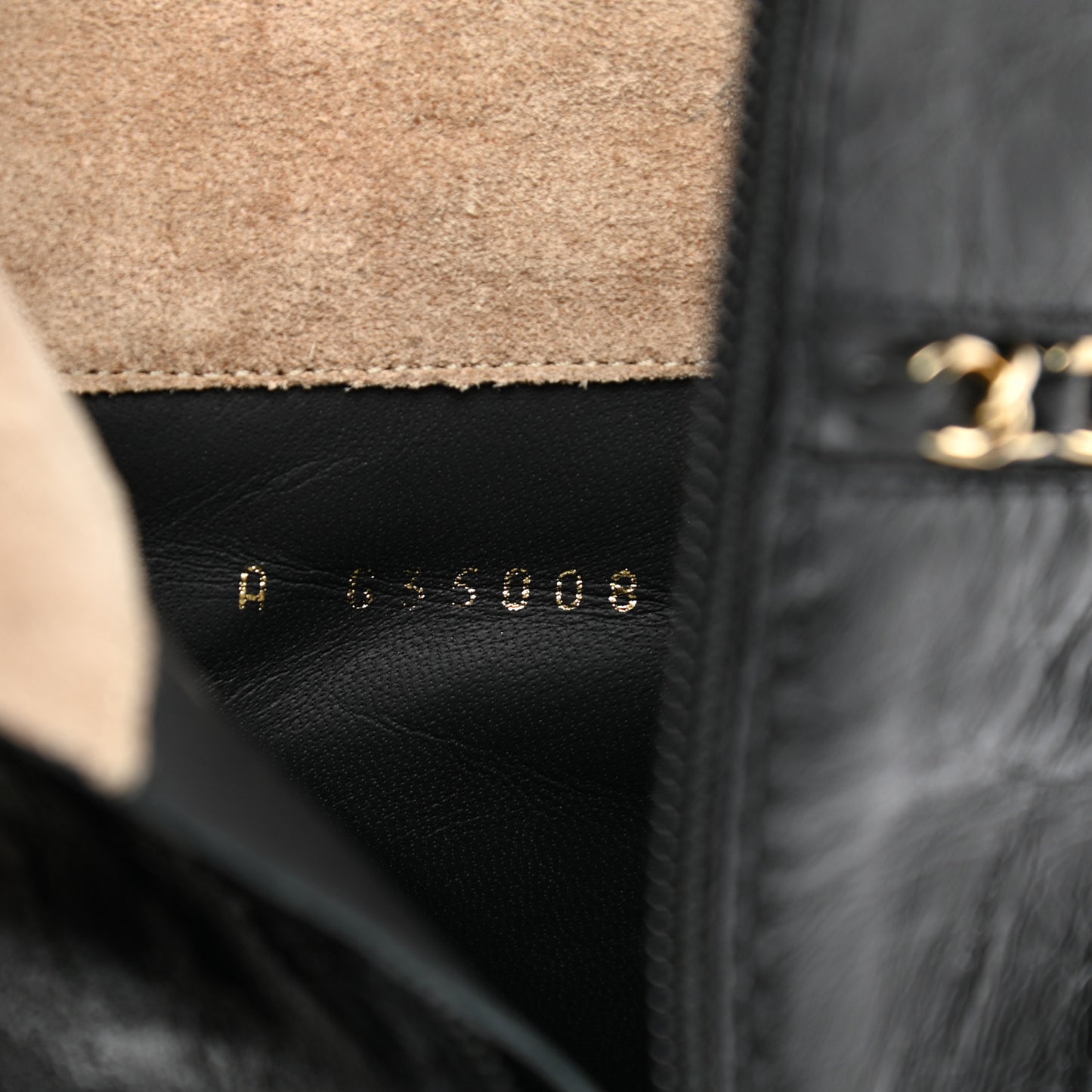 Crumpled Calfskin Cap Toe Chain Short Boots 37 Black