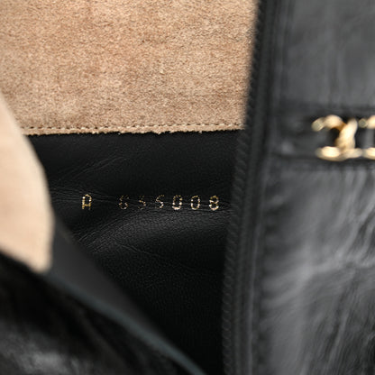Chanel Crumpled Calfskin Cap Toe Chain Short Boots 37 Black 8 of 8