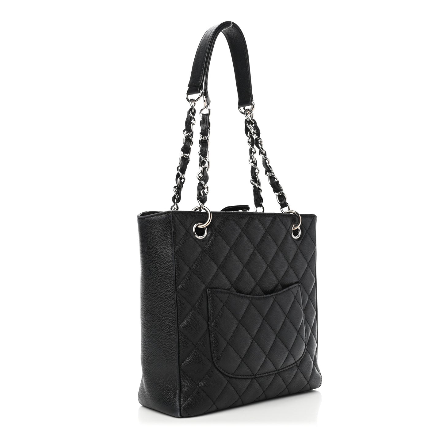 Caviar Quilted Petit Shopping Tote PST Black