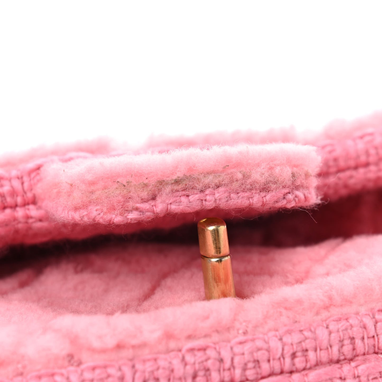 Shearling Sheepskin Tweed Quilted Single Flap Pink