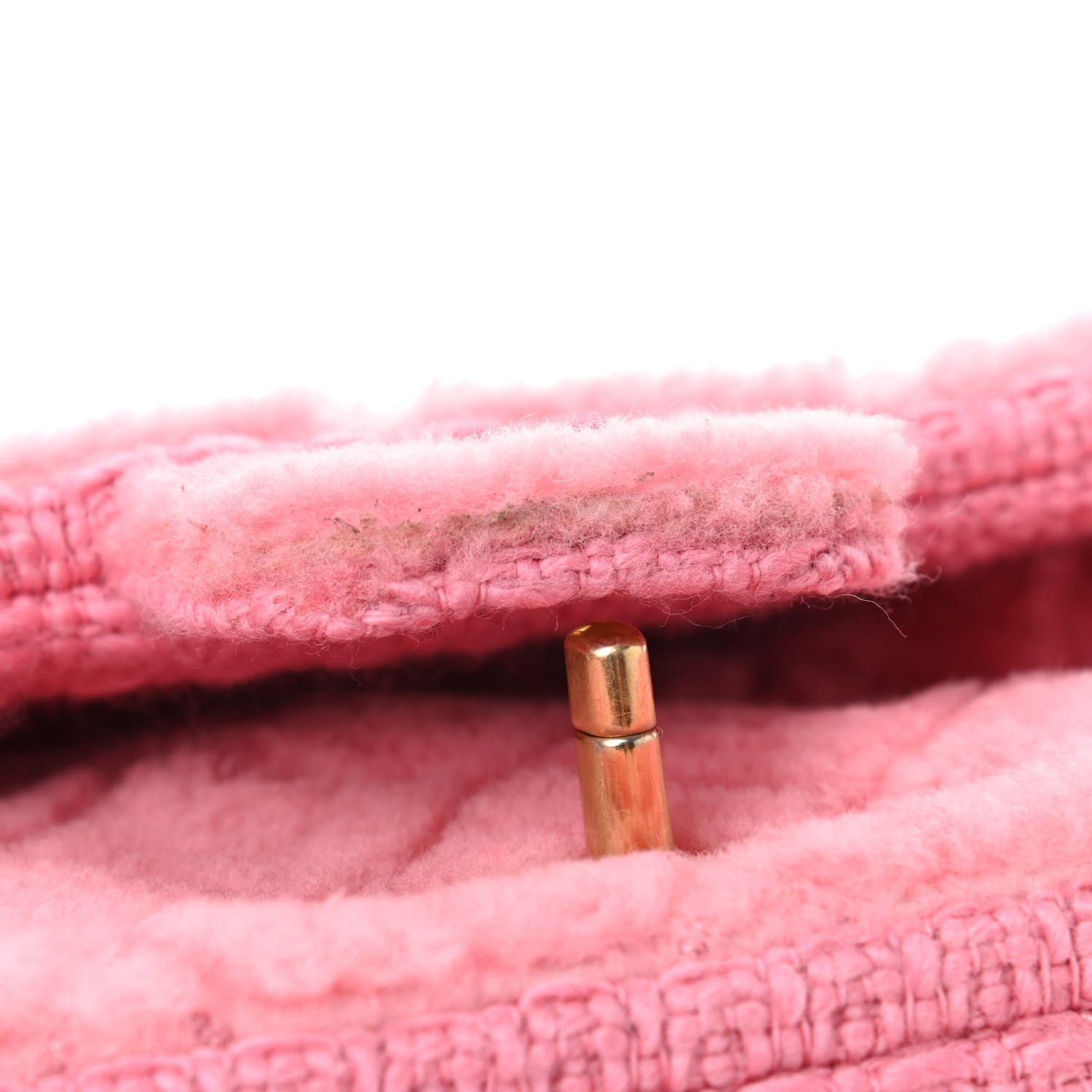 Chanel Shearling Sheepskin Tweed Quilted Single Flap Pink 11 of 11