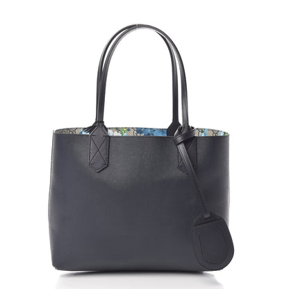 Gucci GG Supreme Monogram Blooms Small Reversible Tote Beige Blue Navy 4 of 16
