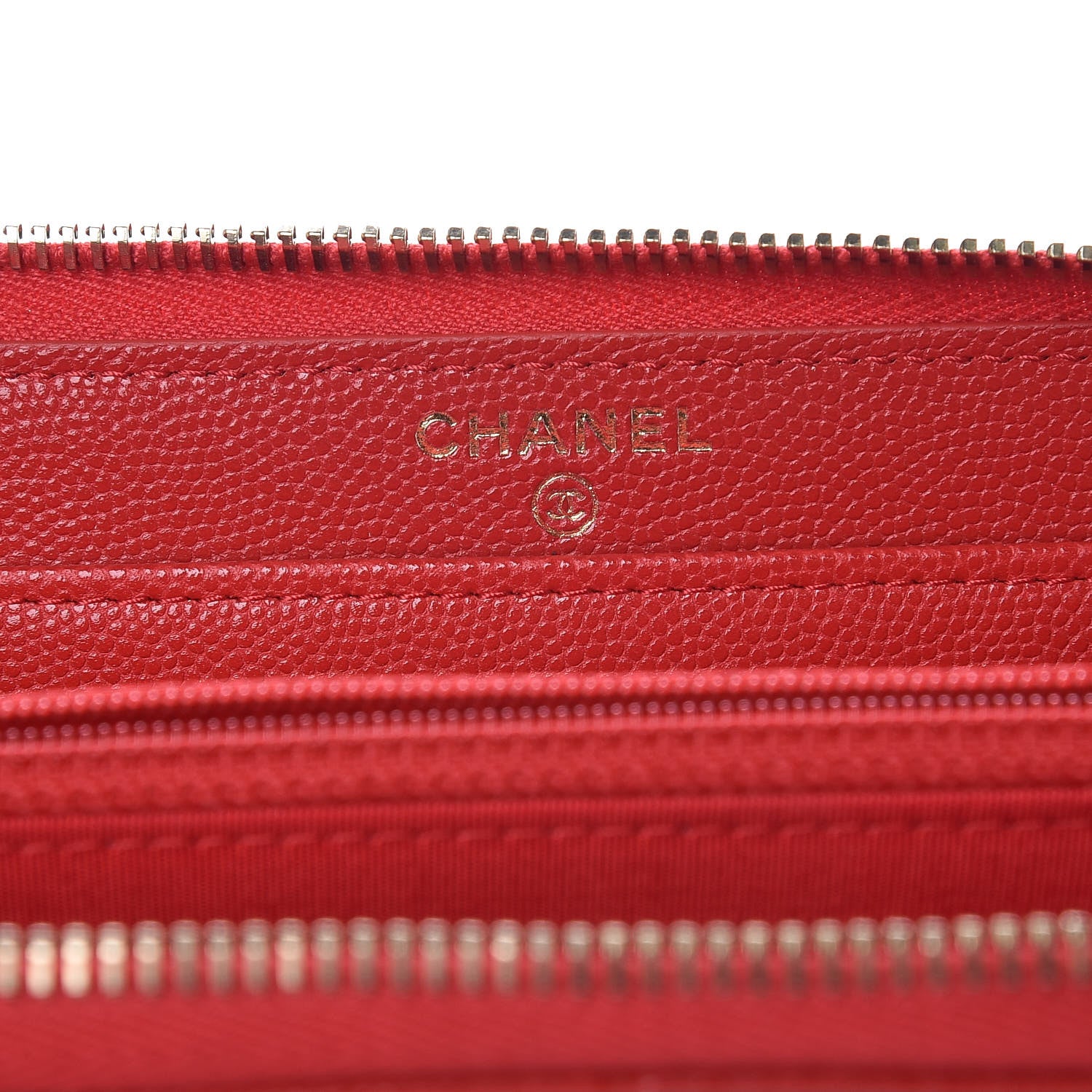 Chanel Caviar Camellia Embossed Zip Around Large Gusset Wallet Red 7 of 8