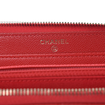 Chanel Caviar Camellia Embossed Zip Around Large Gusset Wallet Red 7 of 8