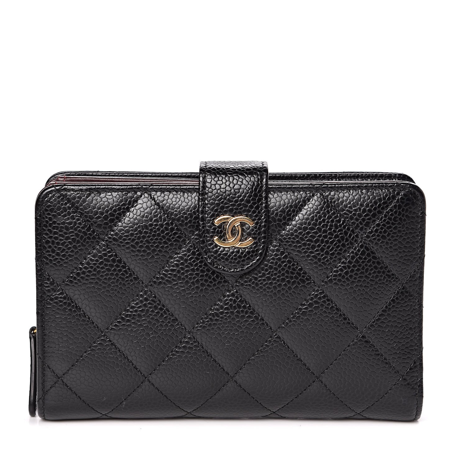Caviar Quilted Zipped Pocket Wallet Black