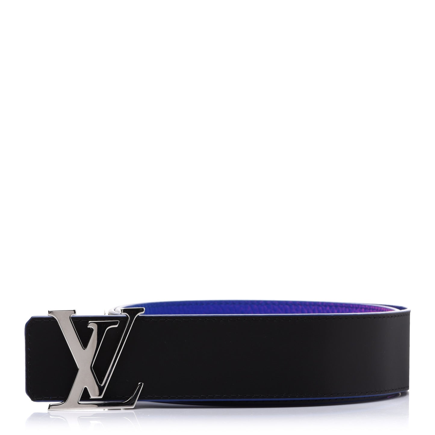 Taurillon Illusion 40mm LV Initiales Reversible Belt 95 38 Bleu Rose