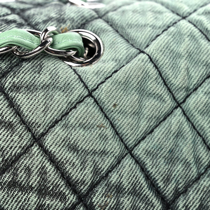 Chanel Denim Quilted Denimpression Flap Green Black 10 of 11