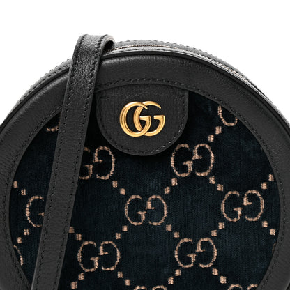 Gucci Velvet Calfskin GG Monogram Round Shoulder Bag Blue Beige 8 of 10