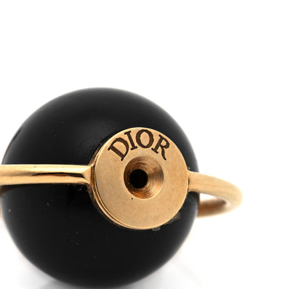Christian Dior Pearl Tribales Dangle Chain Earrings Black Gold 4 of 4