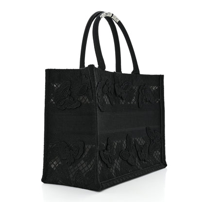 Christian Dior Embroidered 3D Macrame D-Lace Butterfly Medium Book Tote Black Multicolor 3 of 10